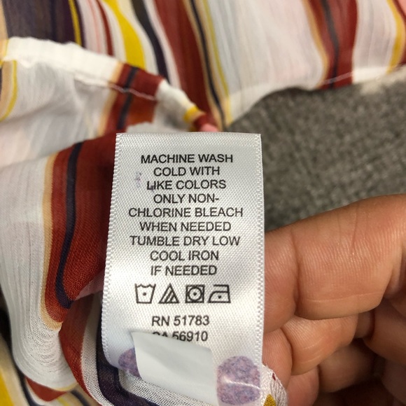 Maurices Blouse Womens XL White Red Boho Sheer Tassle Striped Flowy Top 🎃 - Picture 8 of 10